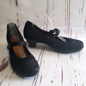Naot Black Printed Suede Mary Jane Heels Size 42